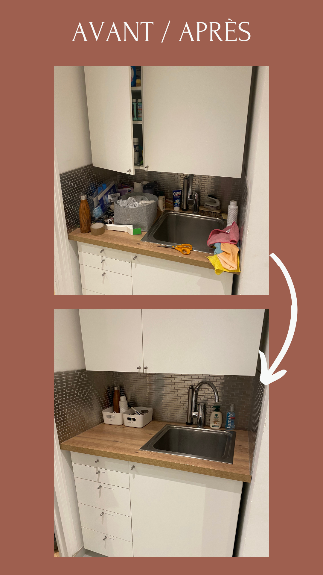 Rangement avant après cuisine par un coach en organisation