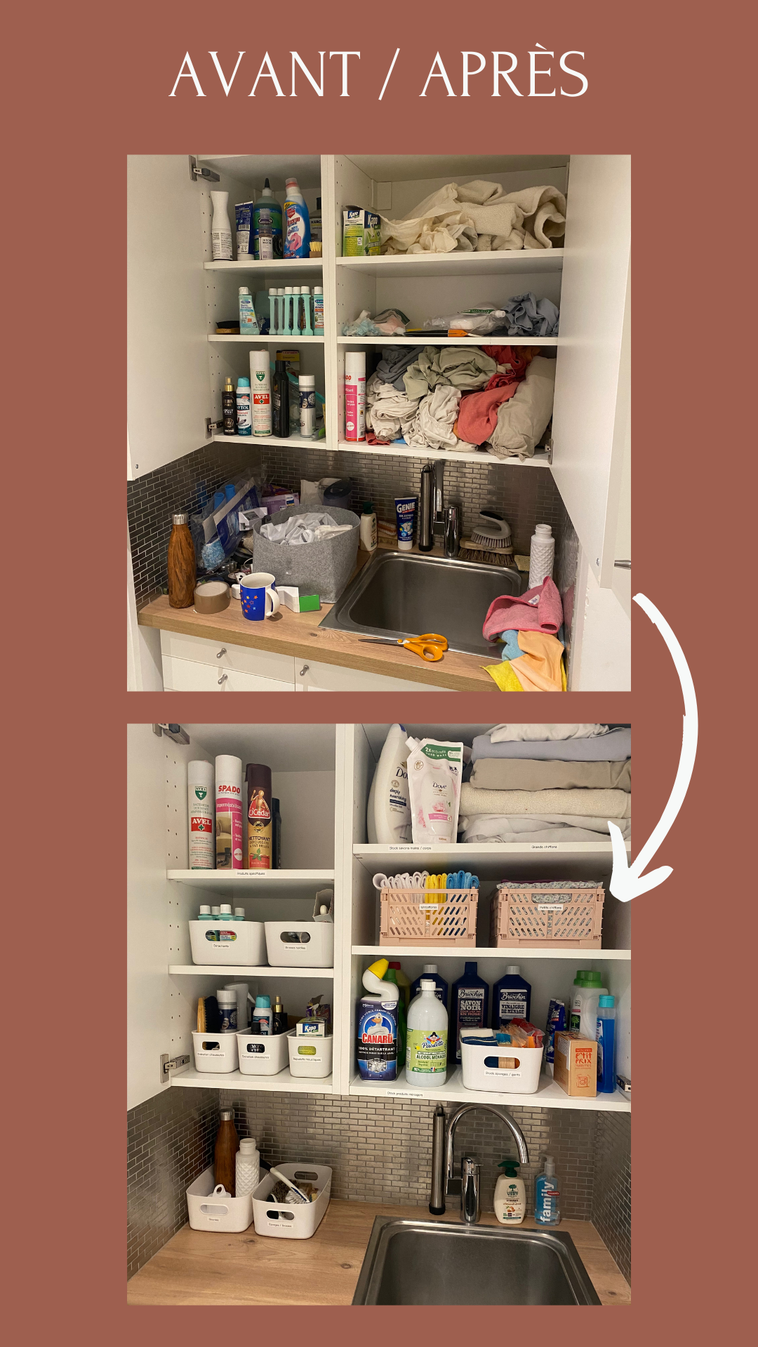 Rangement avant après cuisine par un home organiser