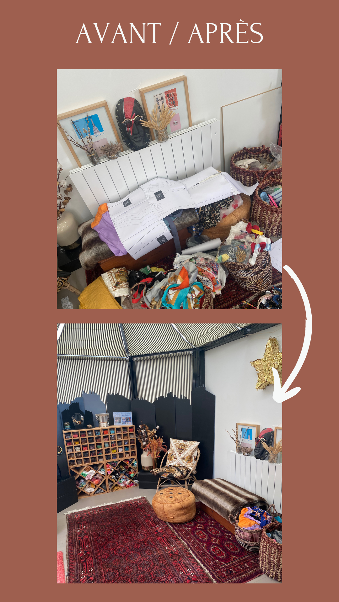 Rangement avant après home organiser